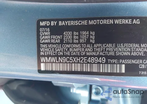 2017 Mini Clubman Cooper S z USA, uszkodzony, nr VIN WMWLN9C5XH2E48949